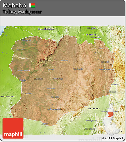 Satellite 3D Map of Mahabo, physical outside
