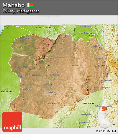Satellite 3D Map of Mahabo, physical outside