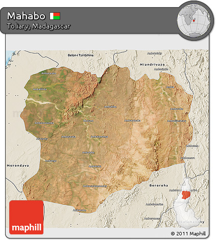 Satellite 3D Map of Mahabo, shaded relief outside