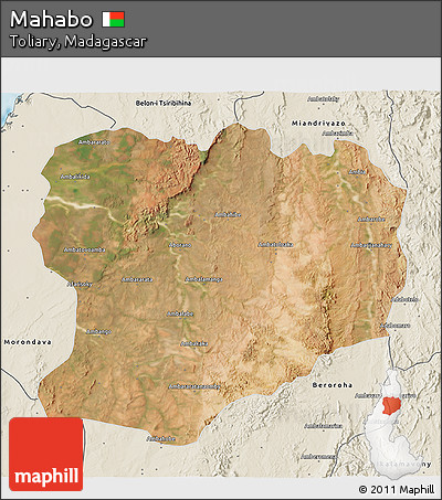 Satellite 3D Map of Mahabo, shaded relief outside