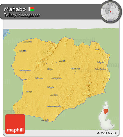 Savanna Style 3D Map of Mahabo, single color outside