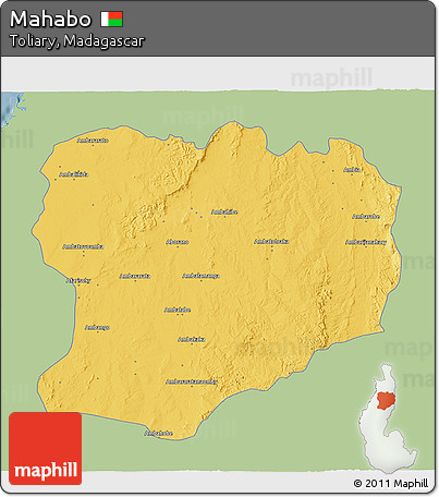 Savanna Style 3D Map of Mahabo, single color outside