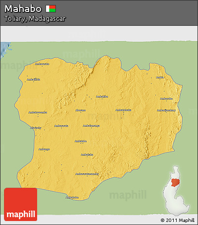 Savanna Style 3D Map of Mahabo, single color outside