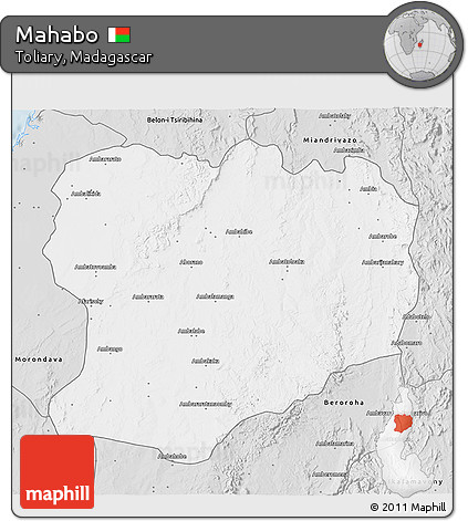 Silver Style 3D Map of Mahabo