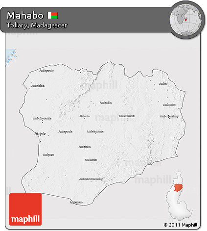 Silver Style 3D Map of Mahabo, single color outside