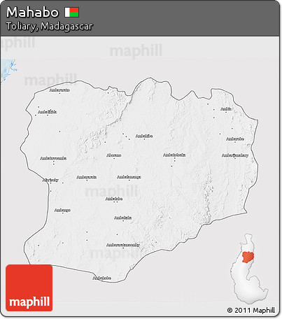 Silver Style 3D Map of Mahabo, single color outside