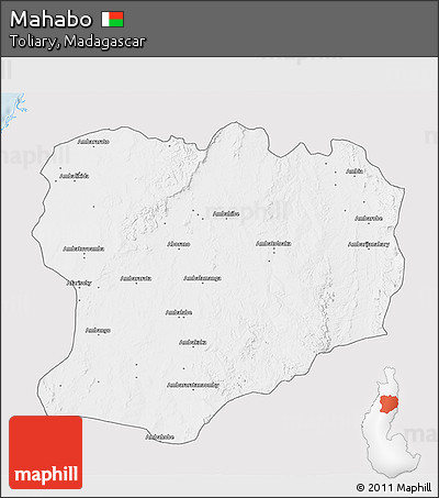 Silver Style 3D Map of Mahabo, single color outside