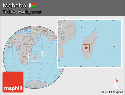 Gray Location Map of Mahabo, within the entire country