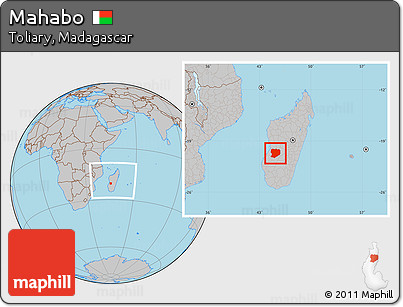 Gray Location Map of Mahabo, within the entire country