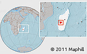 Gray Location Map of Mahabo, highlighted country, within the entire country, hill shading
