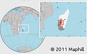 Gray Location Map of Mahabo, highlighted country, highlighted parent region, within the entire country