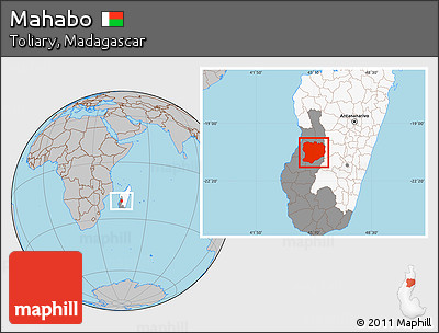 Gray Location Map of Mahabo, highlighted country, highlighted parent region