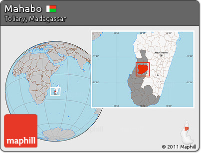 Gray Location Map of Mahabo, highlighted country, highlighted parent region