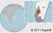 Gray Location Map of Mahabo, highlighted country, highlighted parent region, hill shading