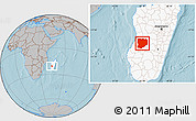 Gray Location Map of Mahabo, highlighted country, hill shading