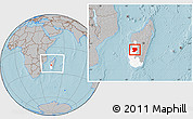 Gray Location Map of Mahabo, highlighted parent region, within the entire country, hill shading