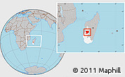 Gray Location Map of Mahabo, highlighted parent region, within the entire country