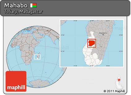 Gray Location Map of Mahabo, highlighted parent region