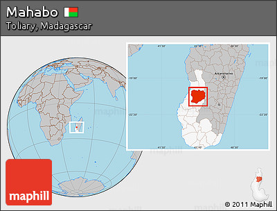 Gray Location Map of Mahabo, highlighted parent region