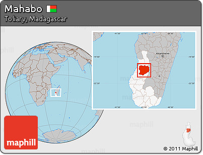 Gray Location Map of Mahabo, highlighted parent region