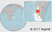 Gray Location Map of Mahabo, highlighted parent region, hill shading