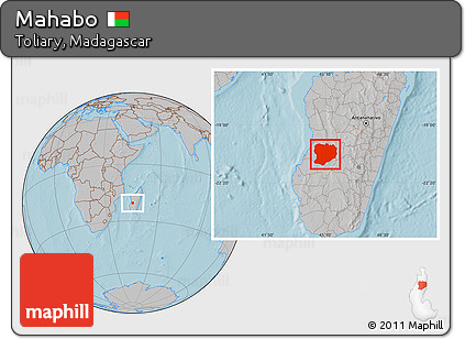Gray Location Map of Mahabo, hill shading