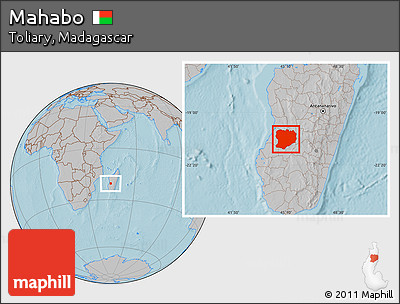 Gray Location Map of Mahabo, hill shading