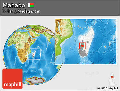 Physical Location Map of Mahabo, highlighted country, highlighted parent region, within the entire country