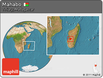 Satellite Location Map of Mahabo, within the entire country