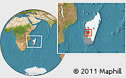 Satellite Location Map of Mahabo, highlighted country, highlighted parent region, within the entire country