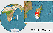 Satellite Location Map of Mahabo, highlighted parent region, within the entire country