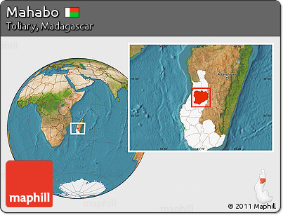 Satellite Location Map of Mahabo, highlighted parent region
