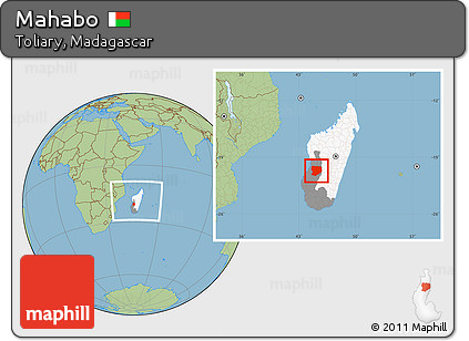 Savanna Style Location Map of Mahabo, highlighted country, highlighted parent region, within the entire country