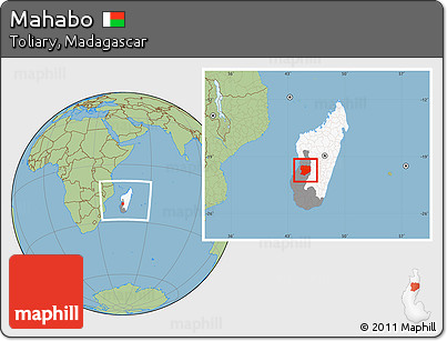 Savanna Style Location Map of Mahabo, highlighted country, highlighted parent region, within the entire country