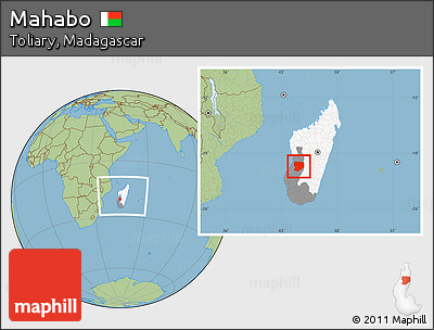 Savanna Style Location Map of Mahabo, highlighted country, highlighted parent region, within the entire country