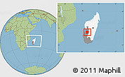 Savanna Style Location Map of Mahabo, highlighted country, highlighted parent region, within the entire country