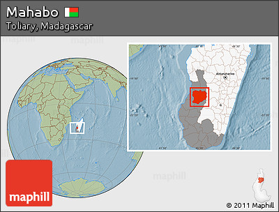 Savanna Style Location Map of Mahabo, highlighted country, highlighted parent region, hill shading