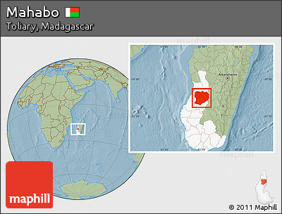 Savanna Style Location Map of Mahabo, highlighted parent region, hill shading