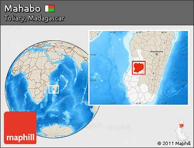 Shaded Relief Location Map of Mahabo, highlighted parent region