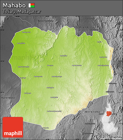 Physical Map of Mahabo, darken, desaturated