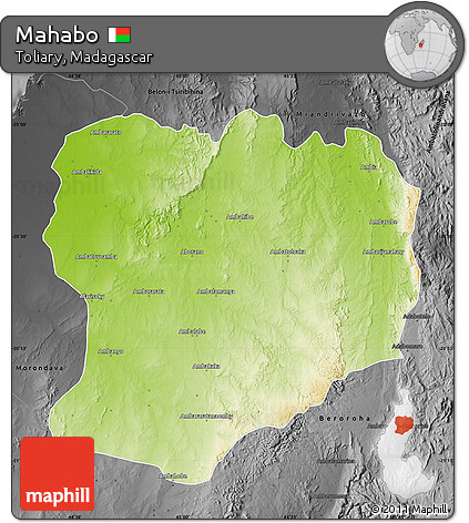 Physical Map of Mahabo, darken, desaturated