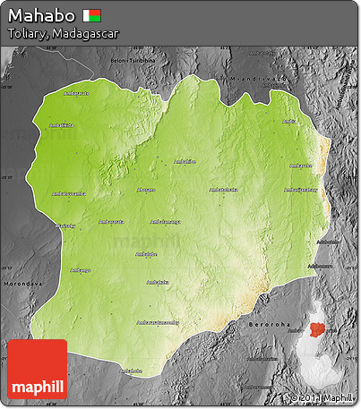 Physical Map of Mahabo, darken, desaturated