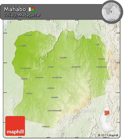 Physical Map of Mahabo, lighten