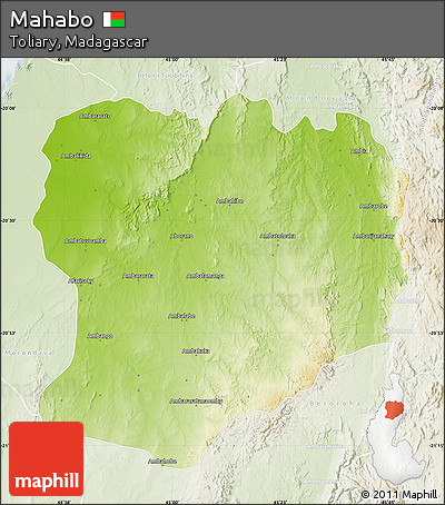 Physical Map of Mahabo, lighten