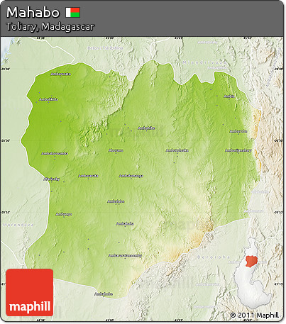 Physical Map of Mahabo, lighten