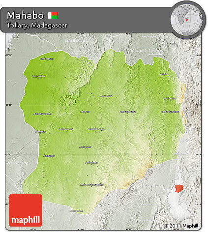 Physical Map of Mahabo, lighten, semi-desaturated