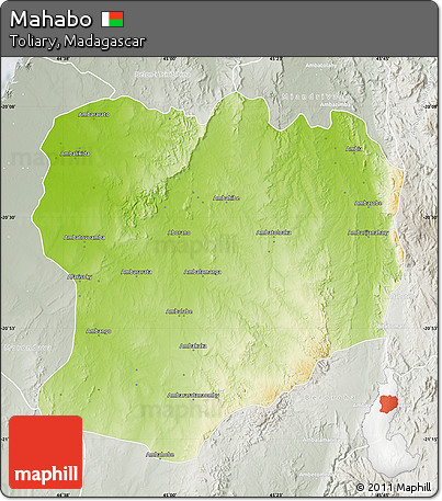 Physical Map of Mahabo, lighten, semi-desaturated