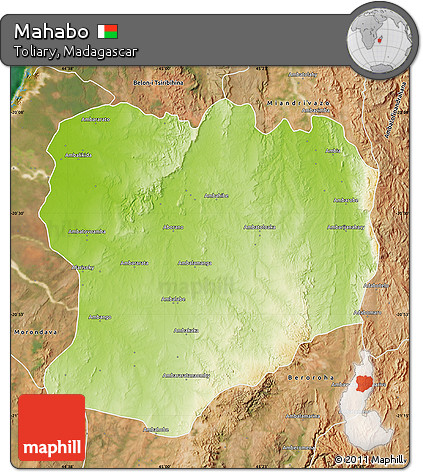 Physical Map of Mahabo, satellite outside
