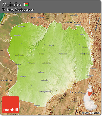 Physical Map of Mahabo, satellite outside