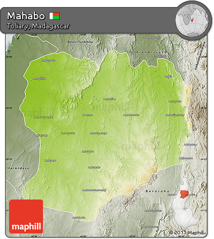 Physical Map of Mahabo, semi-desaturated